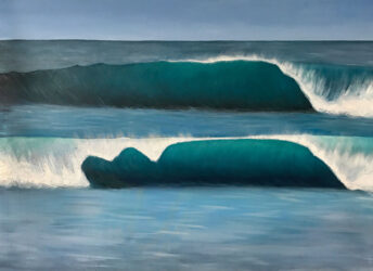 Acrylic on canvas, by Alex, Year 12, Firbank Grammar School Student artwork of a wave