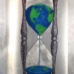 Student artwork of world sand timer