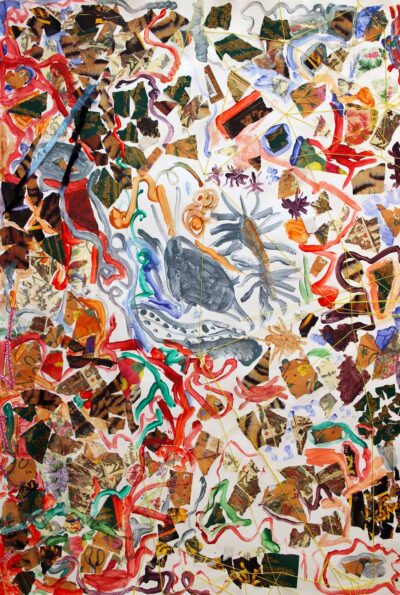 Mixed media on paper, a group work by Year 1 and 2 students from Preshil – The Margaret Lyttle Memorial College Student artwork of an abstract mural