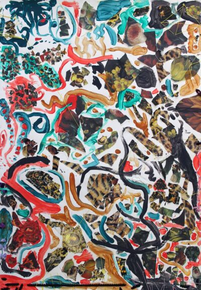 Mixed media on paper, a group work by Year 1 and 2 students from Preshil – The Margaret Lyttle Memorial College Student artwork of an abstract mural