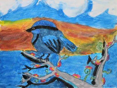 Watercolour on canvas by Zana Zaki, Year 7, Al-Taqwa College Student artwork of a bird