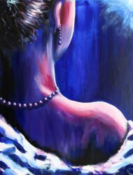 Oil on canvas by Claire Mercer, Year 12, Ballarat Clarendon College Student artwork of portrait in profile