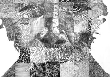 Fineliner on paper by Eliza Wright, Year 11, Ballarat Clarendon College Student artwork of a portrait of a man