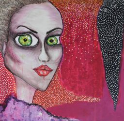 Oil on canvas by Hilary Jones, Year 12, Ballarat Clarendon College Student artwork of a portrait of a woman