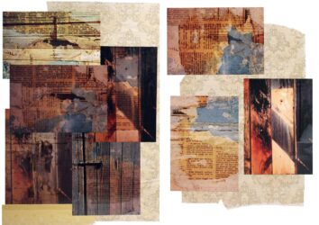 Photograph and paper collage by Mel Burge, Year 12, Ballarat Clarendon College Student artwork of papered walls