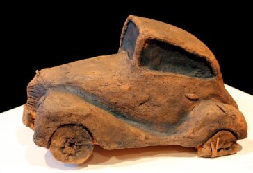 Ceramic by Nicole Hegedus, Year 9, Billanook College Student artwork of a ceramic car