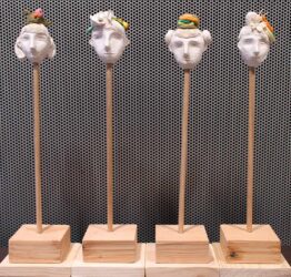 Ceramic by Shushen Feng, Year 11, Billanook College Student artwork of ceramic heads with food
