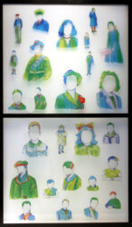 Illuminated window by Yasmin Junkaris, Year 12, Billanook College Student artwork of faceless portraits