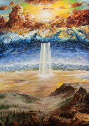 Acrylic on canvas by Edward Sims, Year 12, Billanook College Student artwork of a landscape