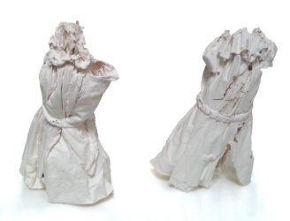 Ceramic with earthenware slip by Ashleigh Klooger, Year 12, Bialik College Student artwork of slip sculptures