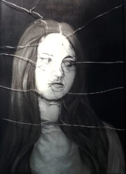 Charcoal and wire on paper by Elliot Frydenberg, Year 12, Bialik College Student artwork of a portrait of a girl