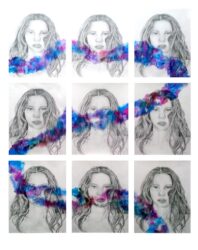 Greylead, transparency and ink on paper by Ellie Zuker, Year 12, Bialik College Student artwork of a self portrait