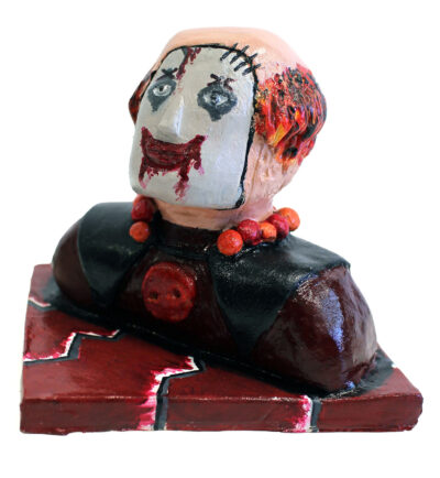 Glazed ceramics by Gemma Kelsall, Year 9, Casey Grammar School Student artwork of a ceramic clown