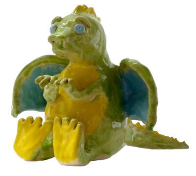 Glazed ceramic by Jaclyn Holland, Year 10, Highview College Student artwork of a ceramic dragon