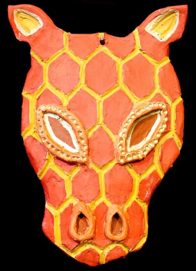 Student artwork of a giraffe mask