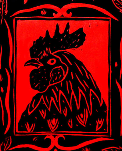 Student artwork of a rooster
