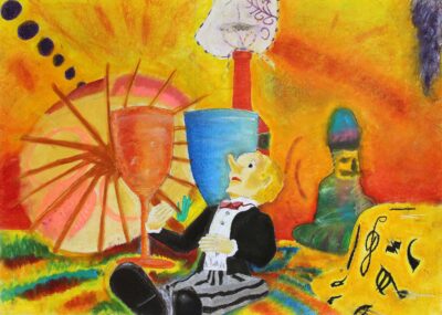 Pastel on paper by Harry Hopkins, Year 11, Ivanhoe Grammar School
Student artwork of a carnivale still life Student artwork of a carnivale still life