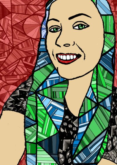 Digital print by Caitlin Zinkel, Year 8, Ivanhoe Grammar School Student artwork of a zentangle portrait