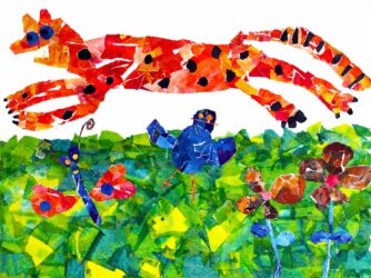 Collage on canvas, a group work by Junior School students, Korowa Anglican Girls’ School Student artwork of a tiger