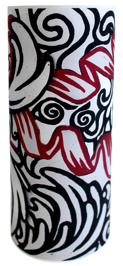 Lino print on paper by Rachel Jiao, Year 9, Korowa Anglican Girls’ School Student artwork of a vase
