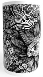 Lino cut print on paper by Tanishka Brahmanand, Year 9, Korowa Anglican Girls’ School Student artwork of a zentangle cylinder