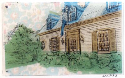 Etching and mixed media by Stephanie Wills, Year 9, St Catherine’s School Student artwork of a house