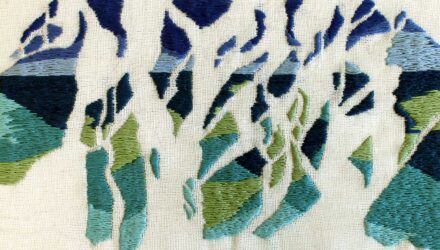Embroidered canvas by Molly Reid, Year 12, Woodleigh School Student abstract artwork