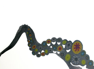 Digital print on paper by Megan Daly, Year 12, Woodleigh School Student artwork of an octopus tentacle