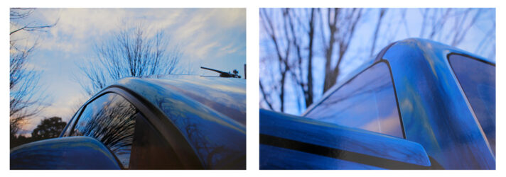 Student photograph of a car at twilight