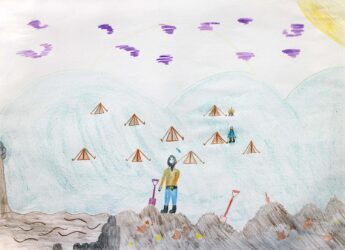 Pencil on paper by Mineau Bishop, Class 4, Ghilgai Steiner School Student artwork of the goldfields