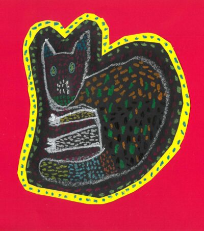 Acrylic on paper by Taj Monis, Class 4, Ghilgai Steiner School Student artwork of a possum