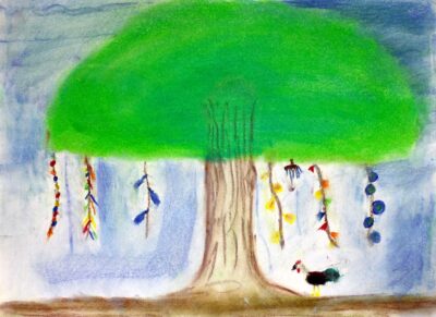 Pastel on paper by Kaia Neilson, Class 6, Ghilgai Steiner School Student artwork of a tree
