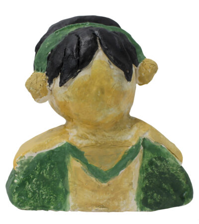Clay and paint by Amalia Kinton, Year 5, Penleigh and Essendon Grammar School Student artwork of a ceramic bust