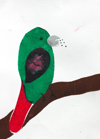 Stencil on paper by Anayah Aamer Abbas, Year 6, Sirius College Student artwork of a bird