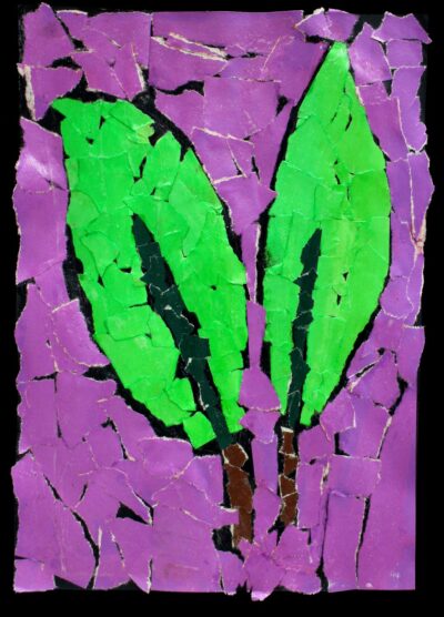 Mixed media on paper by Ezgi Ulker, Year 6, Sirius College Student artwork of a collage leaf