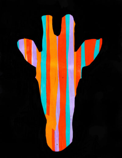 Paper collage and mod podge by Halide Turkmen, Year 5, Sirius College Student artwork of a giraffe