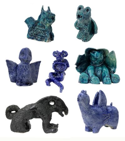 Glazed ceramic by Amy, Asha, Sasha, Sophie and Zahra, Years 8/9, St Catherine’s School Student artwork of ceramic gargoyles