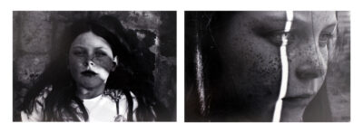 Black and white photographic prints by Charlotte Henderson, Year 10, St Catherine’s School Student artwork of a photographic portrait