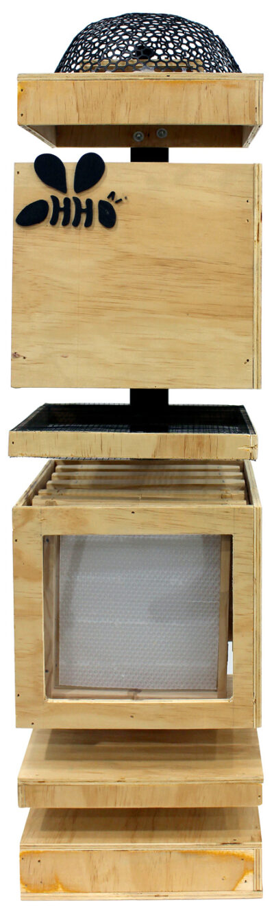 Wood and mix media sculpture by Emily Roche, Year 12, The Knox School Student artwork of a 3D beehive