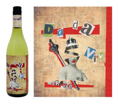 Digital print on bottle by Max Troiani, Year 11, The Knox School Student artwork of a wine label