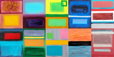 Acrylic on canvas, a group work by Year 11 students from The Knox School Student artwork of a colour study