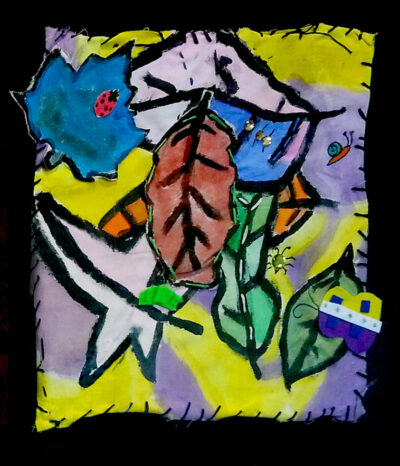 Mixed media by Ella-Rose Doolan and Thomas Kennedy, Collaborative Work, Year 3, Balcombe Grammar School Student artwork of bugs on leaves