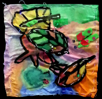 Mixed media by Stephanie Murphy and Alice Berenger, Collaborative Work, Year 3, Balcombe Grammar School Student artwork of bugs on leaves