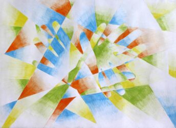 Student artwork of coloured hands overlapping