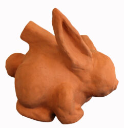 Student artwork of a terracotta rabbit