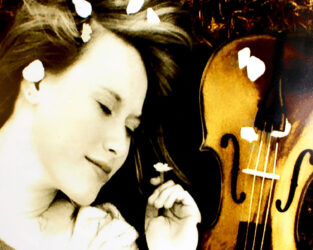 Student artwork of a girl with violin