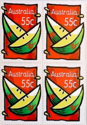 Student artwork of a stamp design