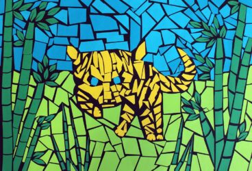 Student artwork of a mosaic tiger
