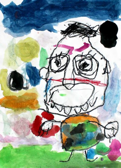 Mixed media on paper by Taj Carver, Prep, Balcombe Grammar School Student artwork of a creature