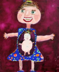 Oil on canvas by Charlee Jakins, Year 1, Balcombe Grammar School Student artwork of their teacher